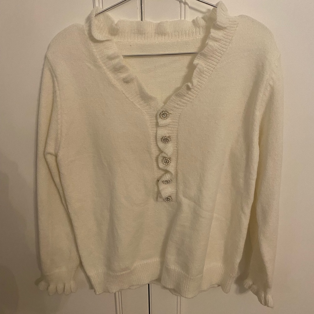 Embellished Cream Sweater. No tag, but never worn